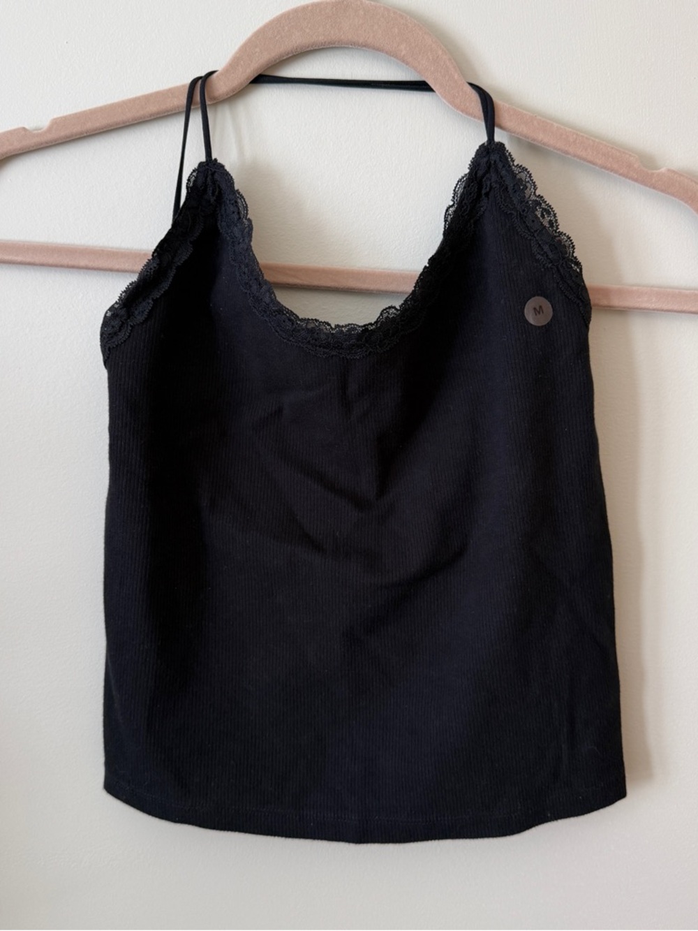 Lace Trimmed Criss Cross Low Back Scoop Neck Tank Top